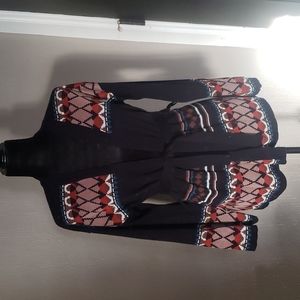 Vintage geometric print wrap cardigan